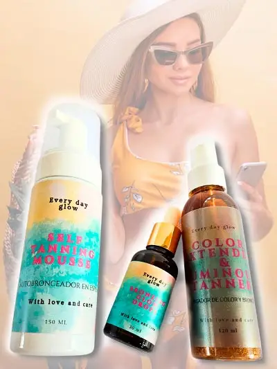 Línea Every Day Glow: mousse autobronceadora, sérum y bronceador de color y luminosidad